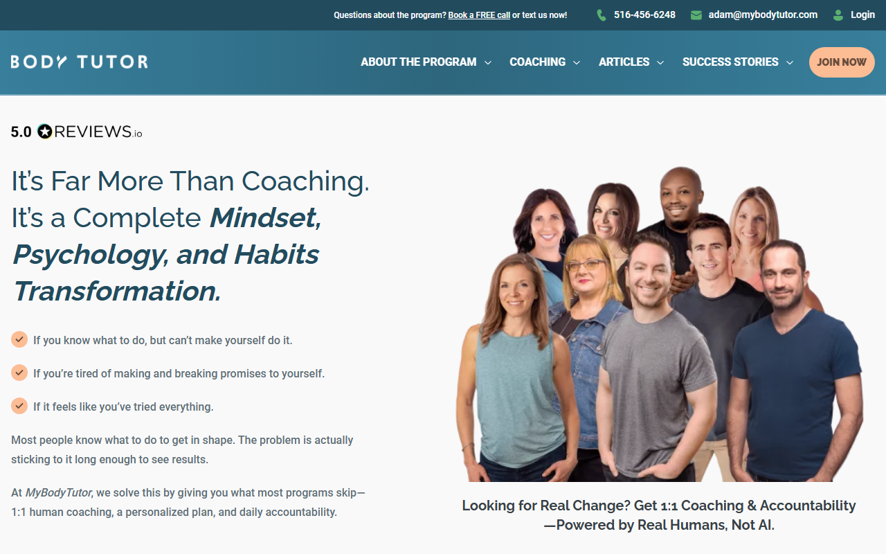 My Body Tutor sponsor landing page advertised on Deep Questions with Cal Newport