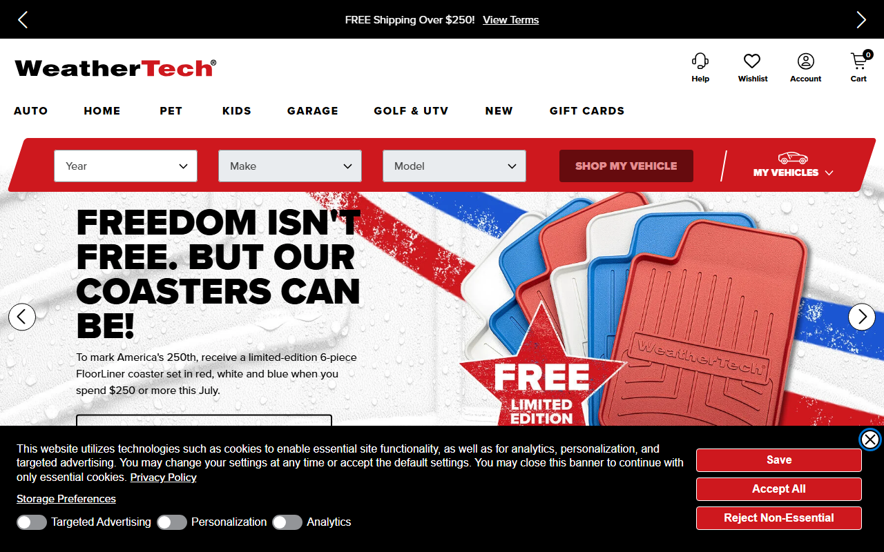 WeatherTech sponsor landing page advertised on Stuff You Should Know