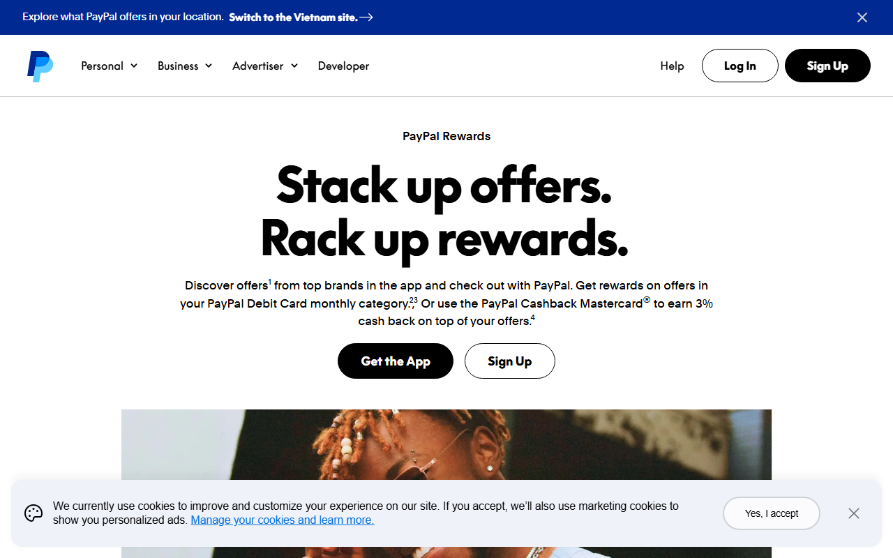 PayPal sponsor landing page advertised on The Bill Simmons Podcast
