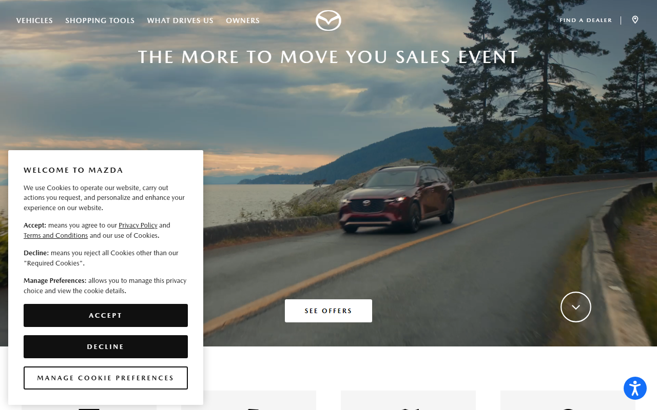 Mazda sponsor landing page advertised on 99% Invisible
