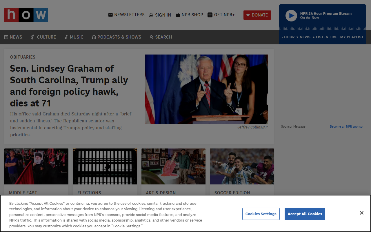 Amazon Prime sponsor landing page advertised on NPR News Now