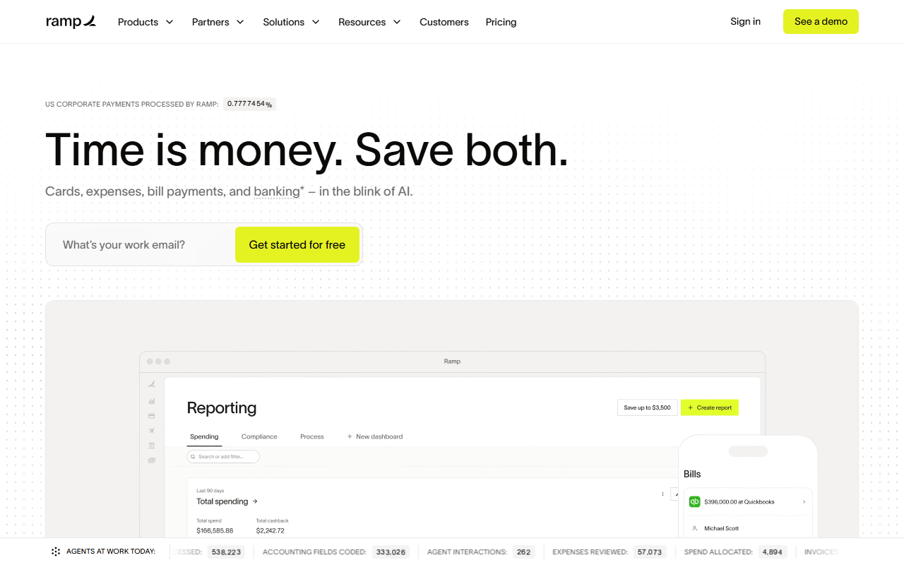 Ramp sponsor landing page advertised on David Senra