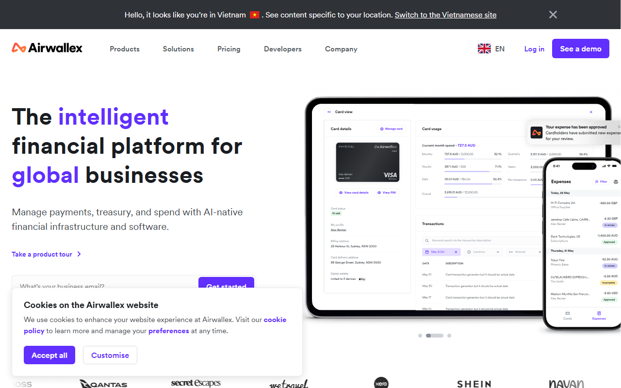 Airwallex sponsor landing page advertised on The Twenty Minute VC (20VC): Venture Capital | Startup Funding | The Pitch