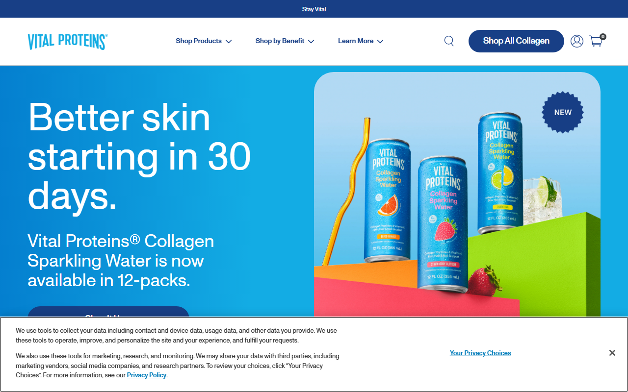 Vital Proteins sponsor landing page advertised on TechStuff