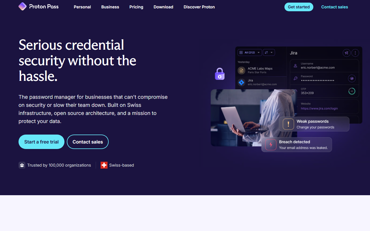 Proton sponsor landing page advertised on Smashing Security