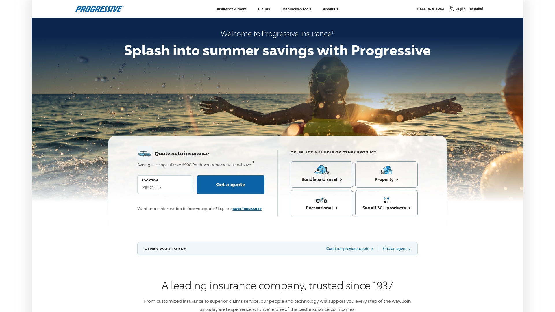 Progressive sponsor landing page advertised on The James Altucher Show