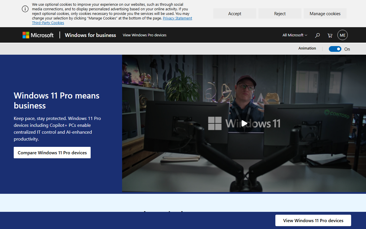 Windows sponsor landing page advertised on Odd Lots