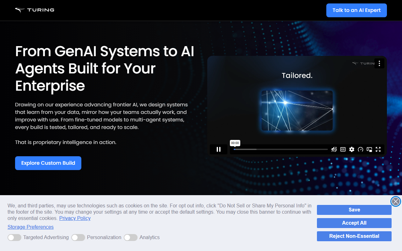 Turing sponsor landing page advertised on Sourcery