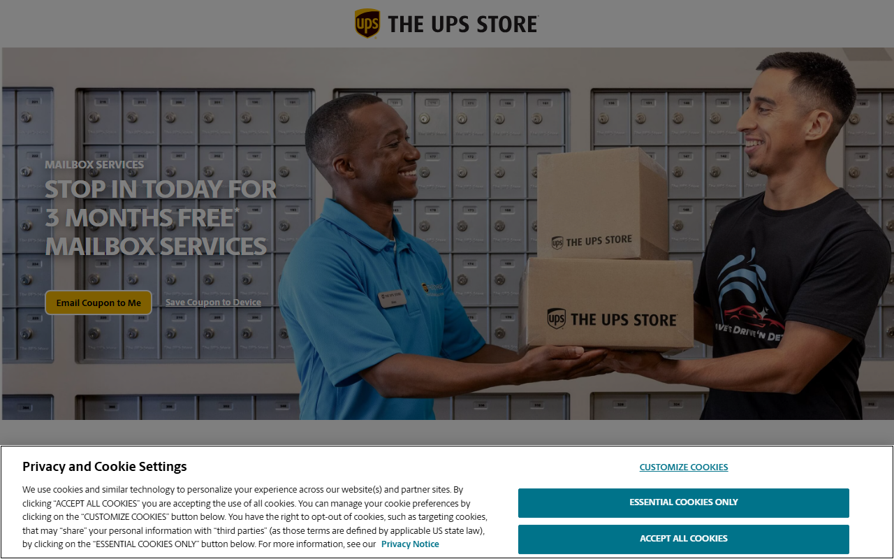 The UPS Store sponsor landing page advertised on The Joe Rogan Experience