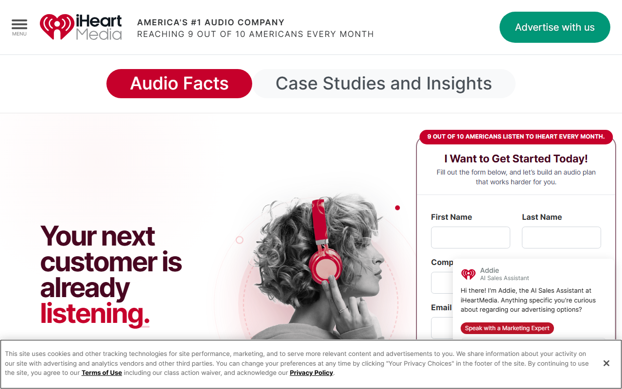 iHeartMedia sponsor landing page advertised on TechStuff