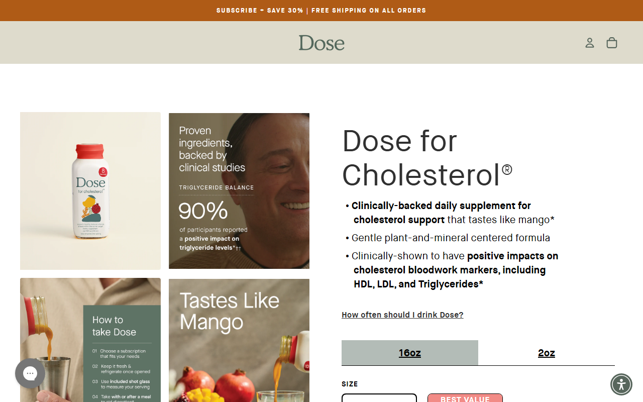 Dose sponsor landing page advertised on The Dan Bongino Show