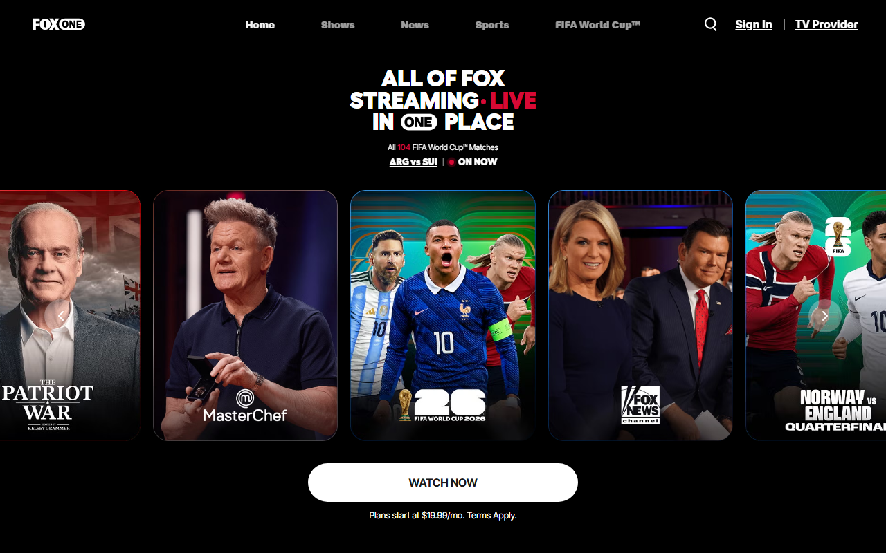 Fox One sponsor landing page advertised on Served with Andy Roddick