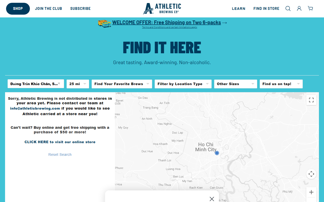 Athletic Brewing Company sponsor landing page advertised on Modern Wisdom