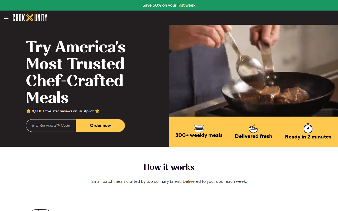 CookUnity sponsor landing page advertised on Pop Culture Happy Hour
