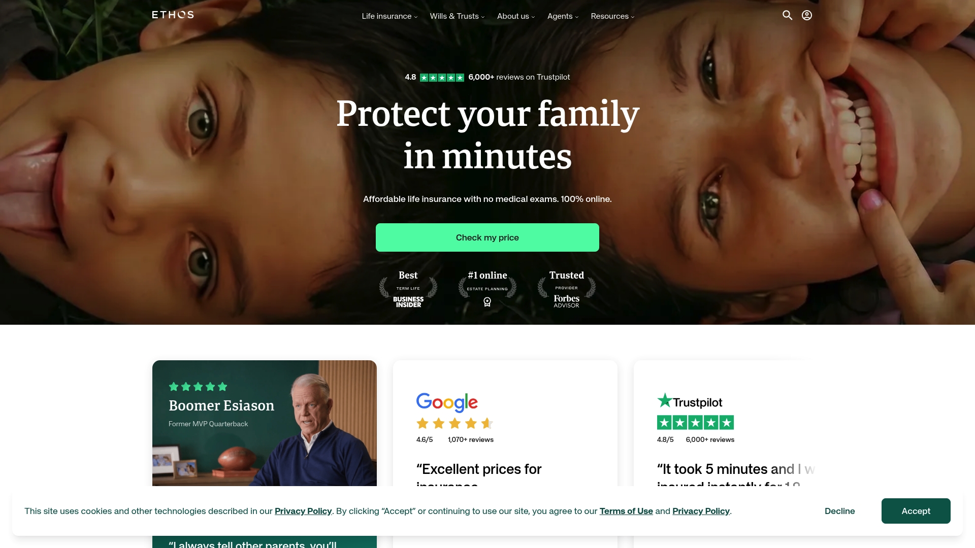 Ethos sponsor landing page advertised on The Iced Coffee Hour