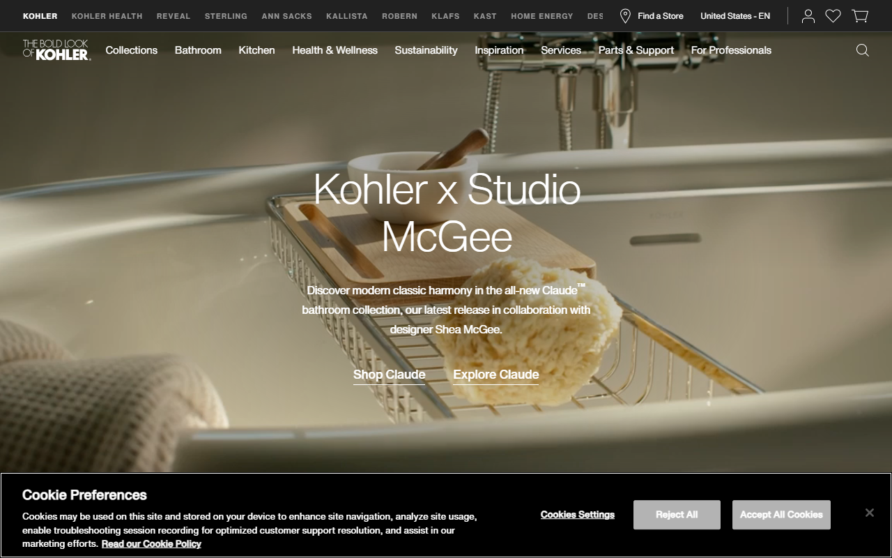 Kohler sponsor landing page advertised on Morning Kombat