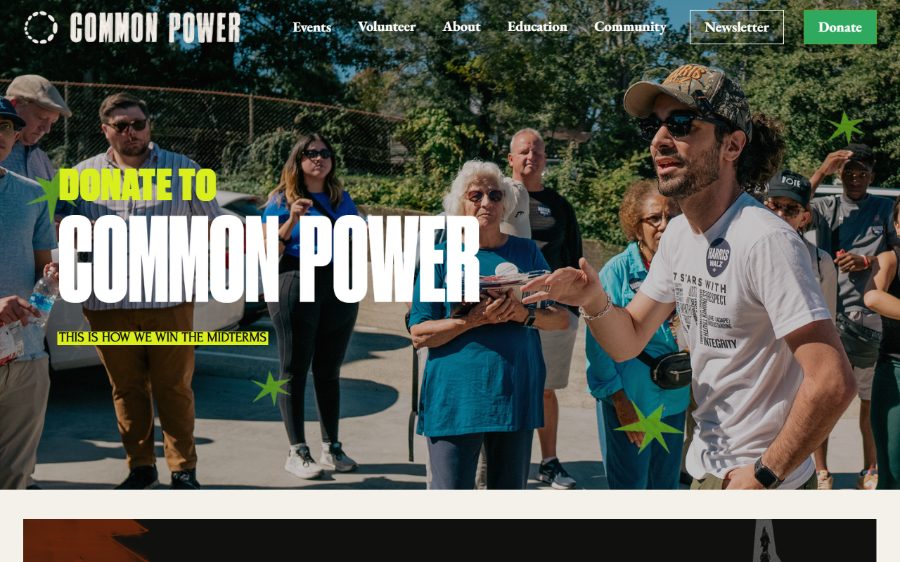 Common Power sponsor landing page advertised on Pod Save America