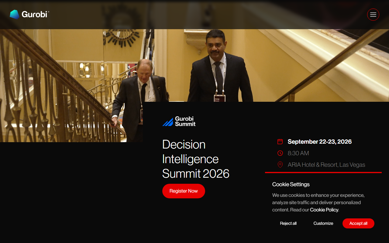 Gurobi sponsor landing page advertised on Super Data Science: ML & AI Podcast with Jon Krohn