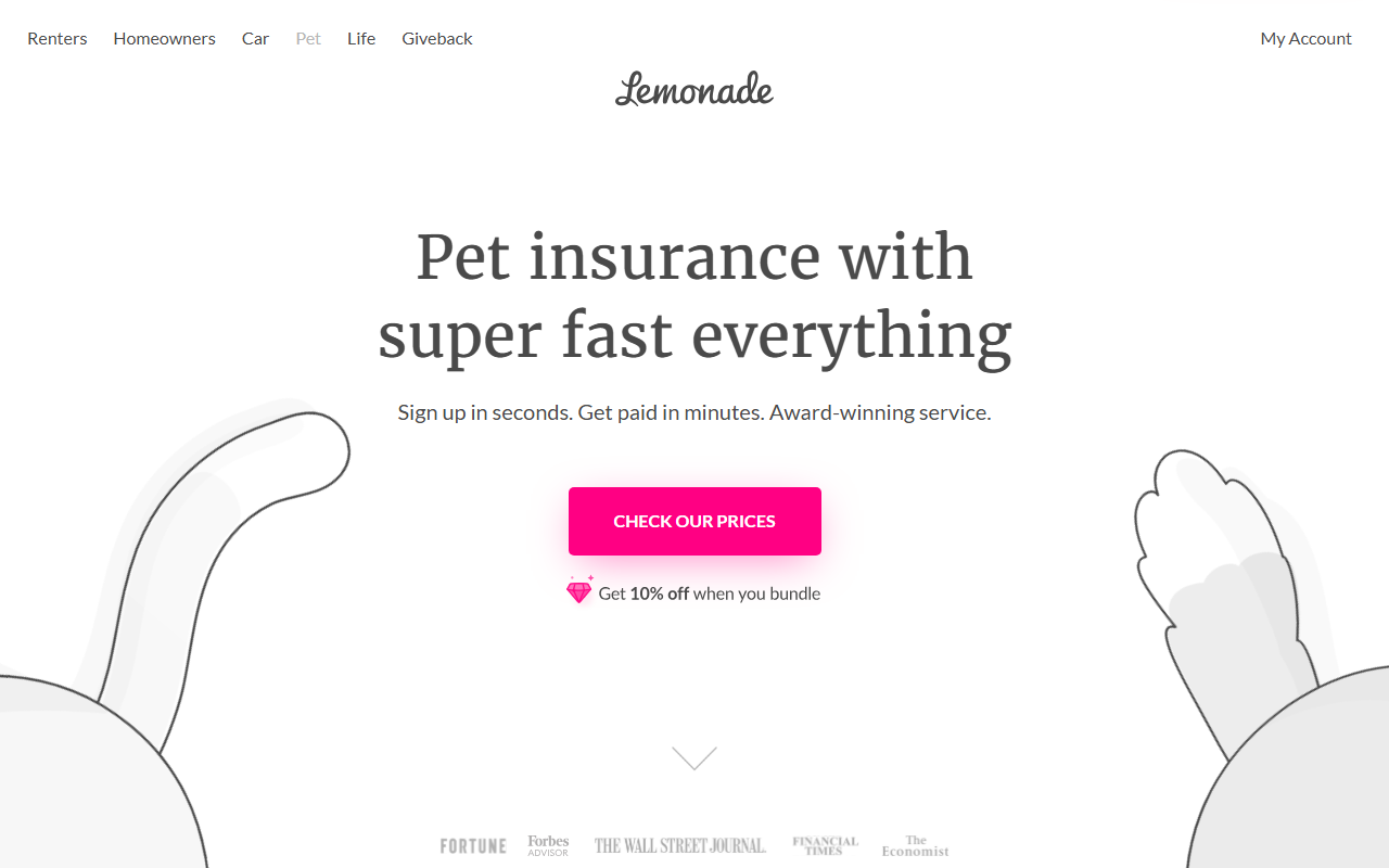 Lemonade Pet Insurance sponsor landing page advertised on Dateline NBC