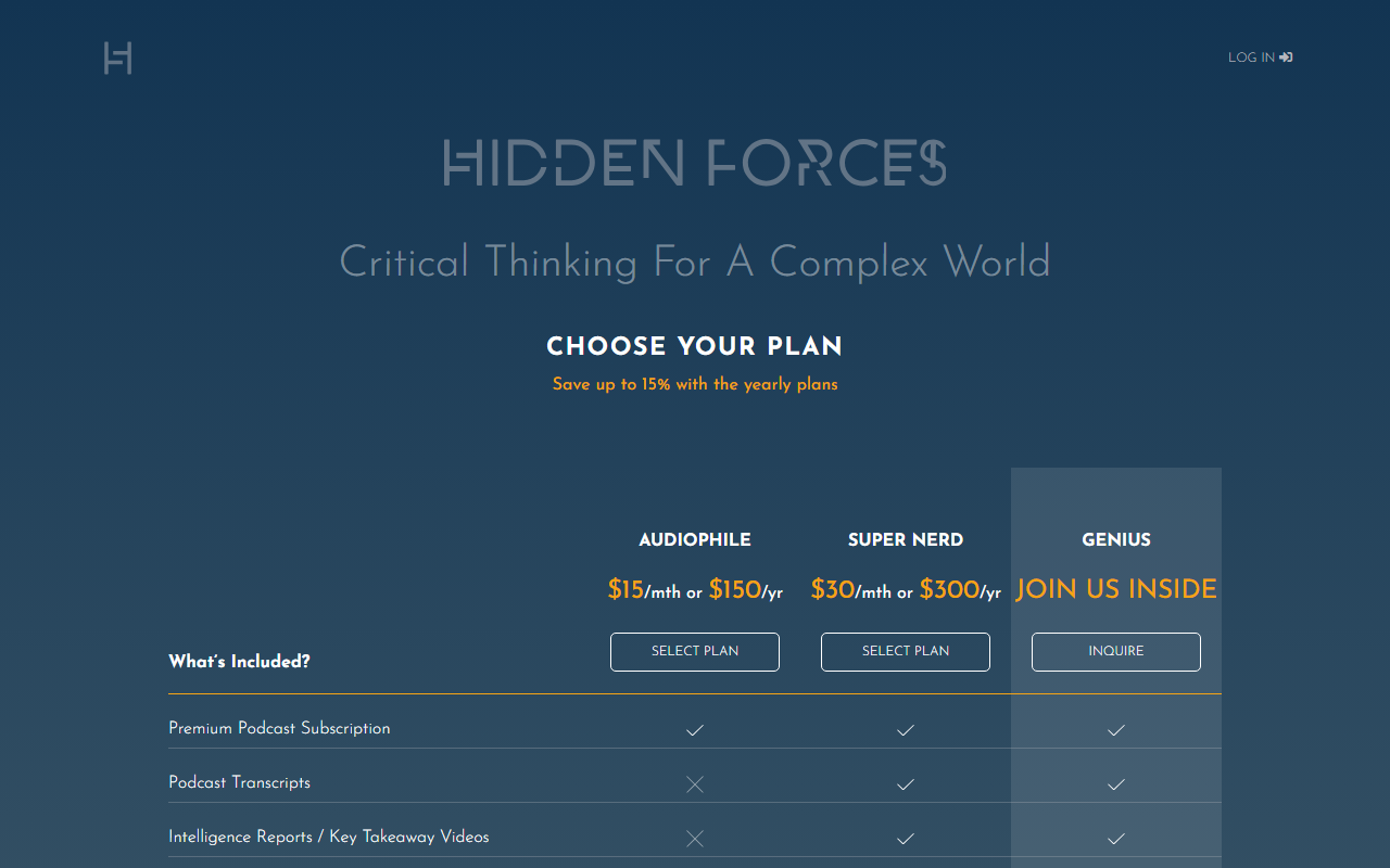 Hidden Forces sponsor landing page advertised on Hidden Forces