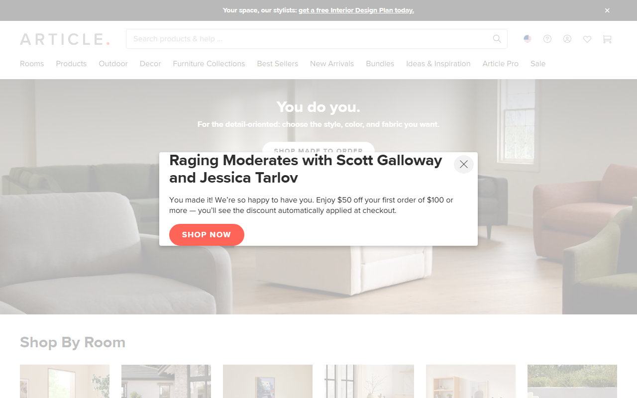 Article sponsor landing page advertised on Raging Moderates with Scott Galloway and Jessica Tarlov
