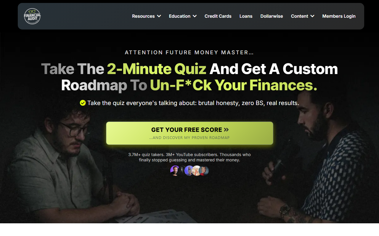 CalebHammer.com sponsor landing page advertised on Financial Audit with Caleb Hammer