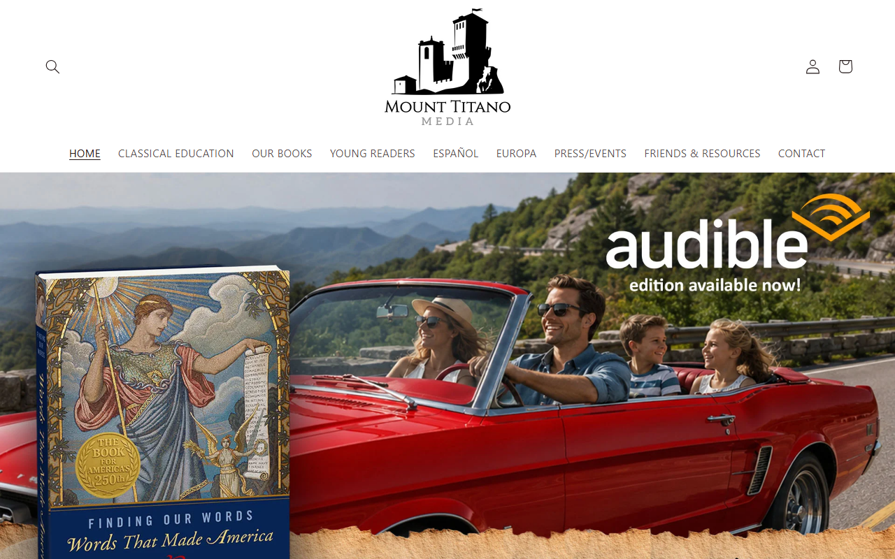 Mount Titano Media sponsor landing page advertised on The Victor Davis Hanson Show on Spotify