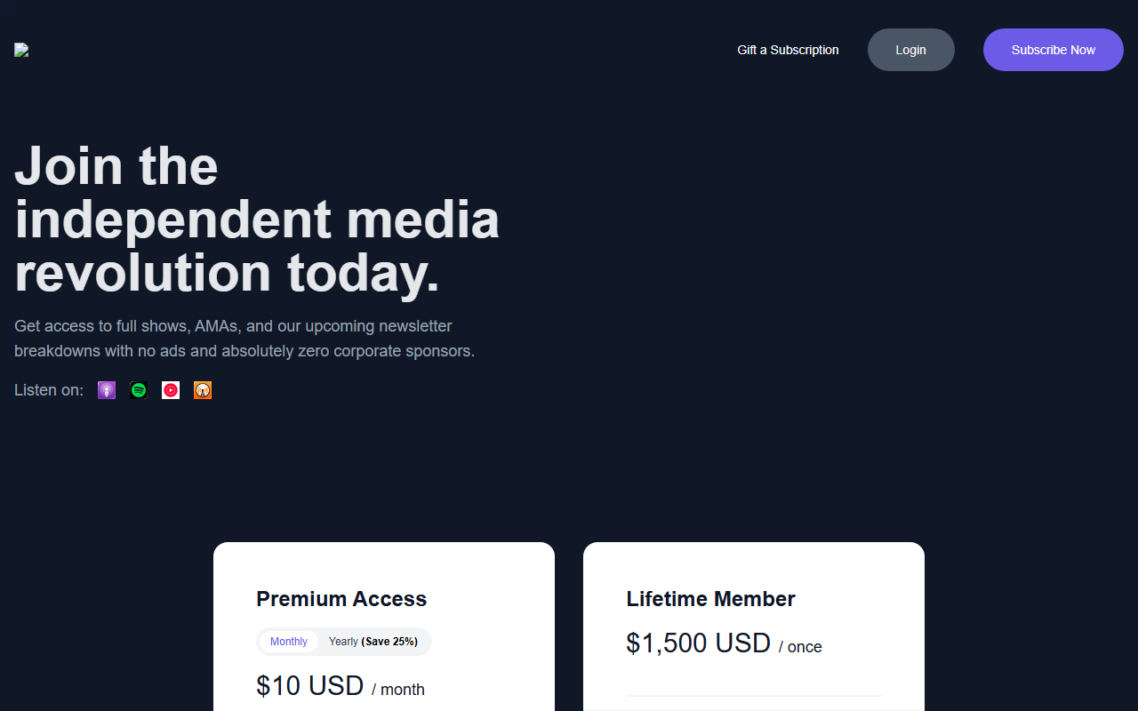 Breaking Points sponsor landing page advertised on Breaking Points with Krystal and Saagar