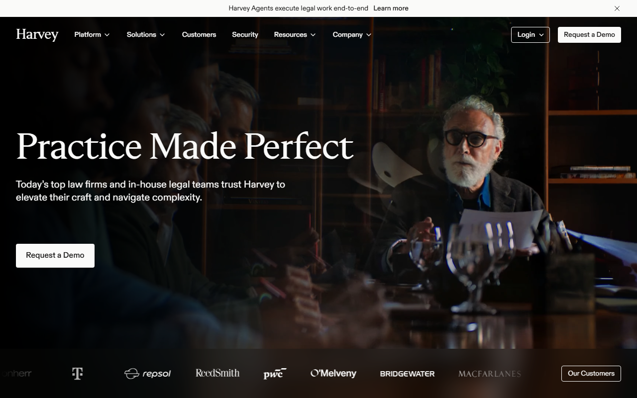 Harvey AI sponsor landing page advertised on Pivot
