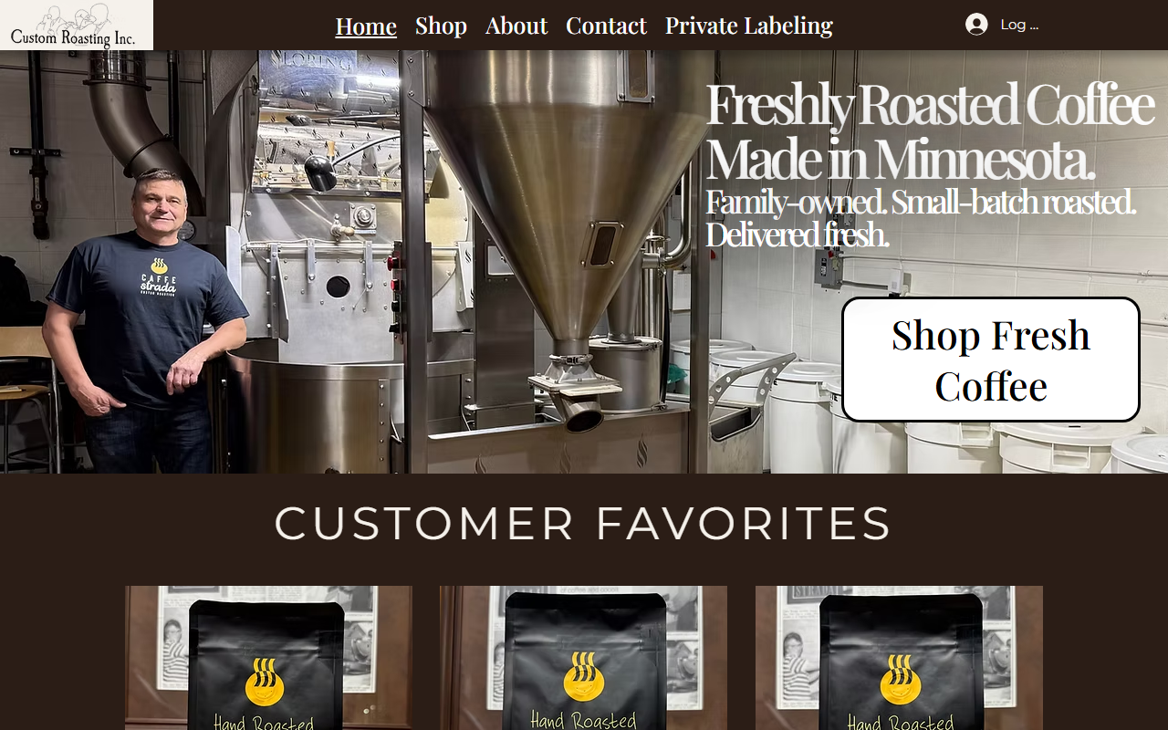 CustomRoasting.net sponsor landing page advertised on Garage Logic