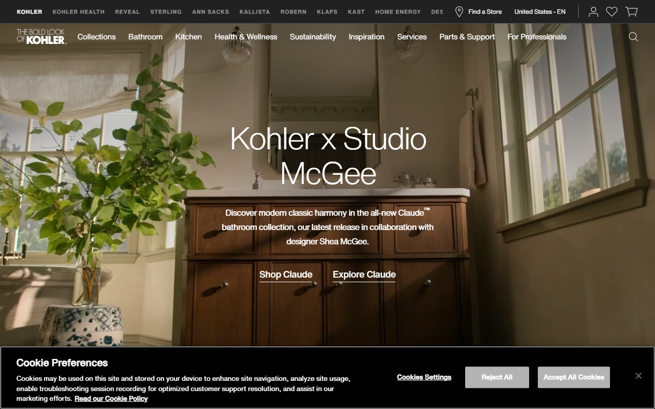 Kohler sponsor landing page advertised on The Tennis Podcast
