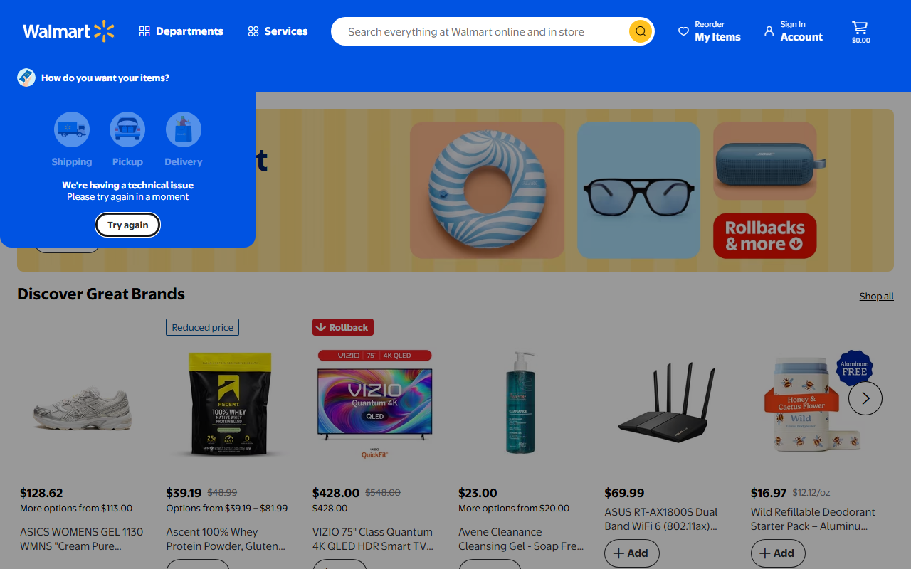 Walmart sponsor landing page advertised on BrainStuff