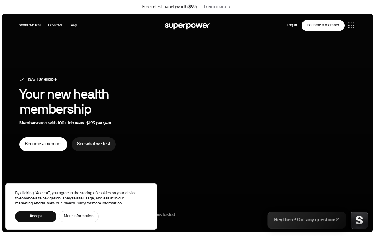 Superpower sponsor landing page advertised on The President's Daily Brief