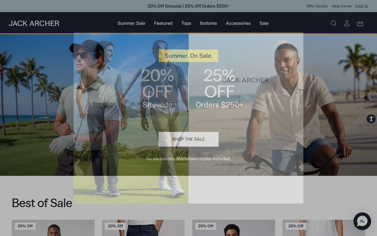 Jack Archer sponsor landing page advertised on Tosh Show