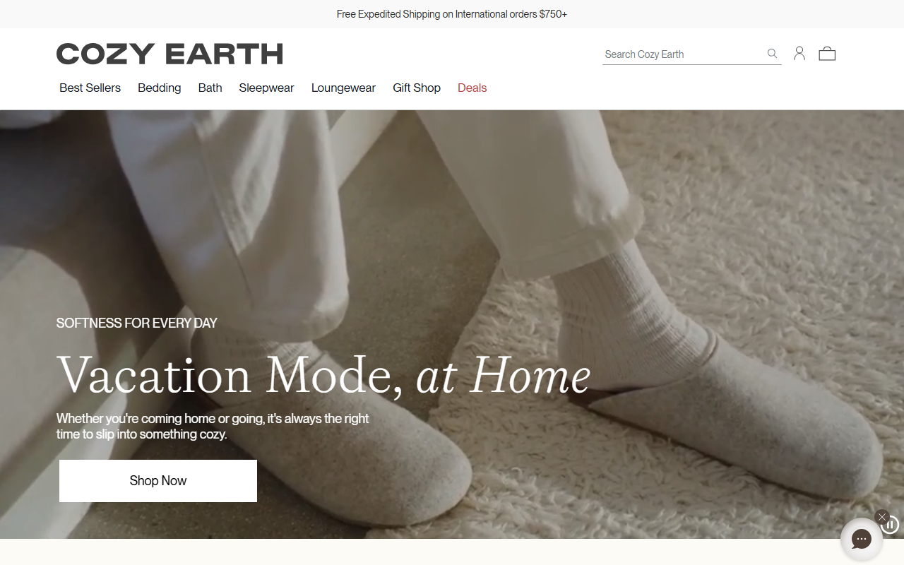 Cozy Earth sponsor landing page advertised on UNBIASED