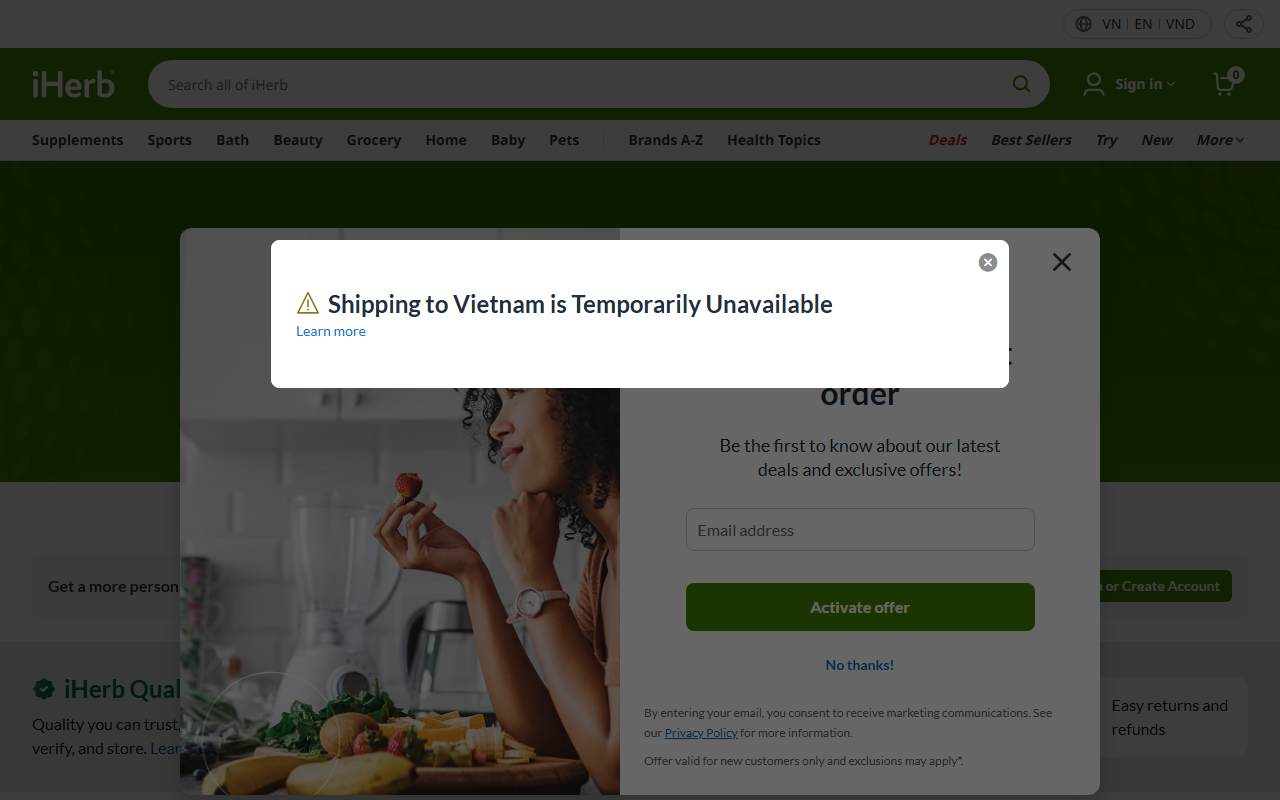 iHerb sponsor landing page advertised on The School of Greatness