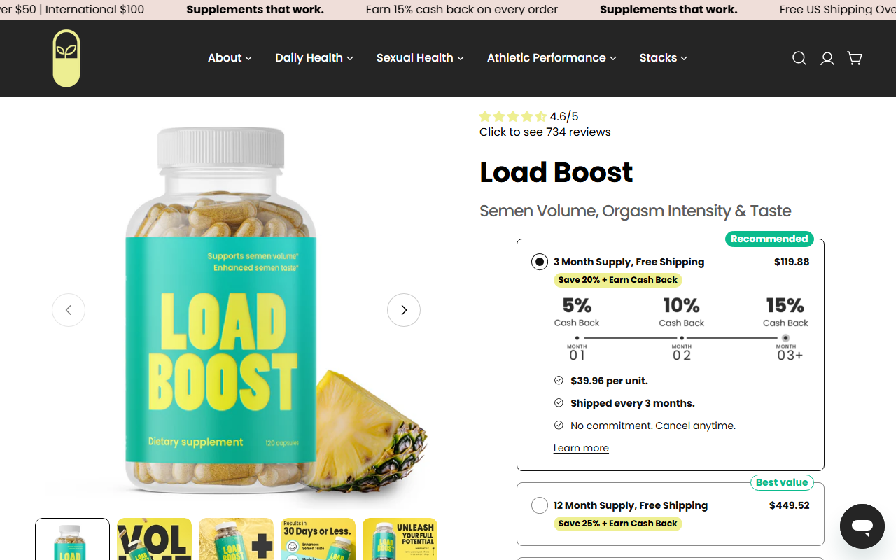 Load Boost by VB Health sponsor landing page advertised on Savage Lovecast