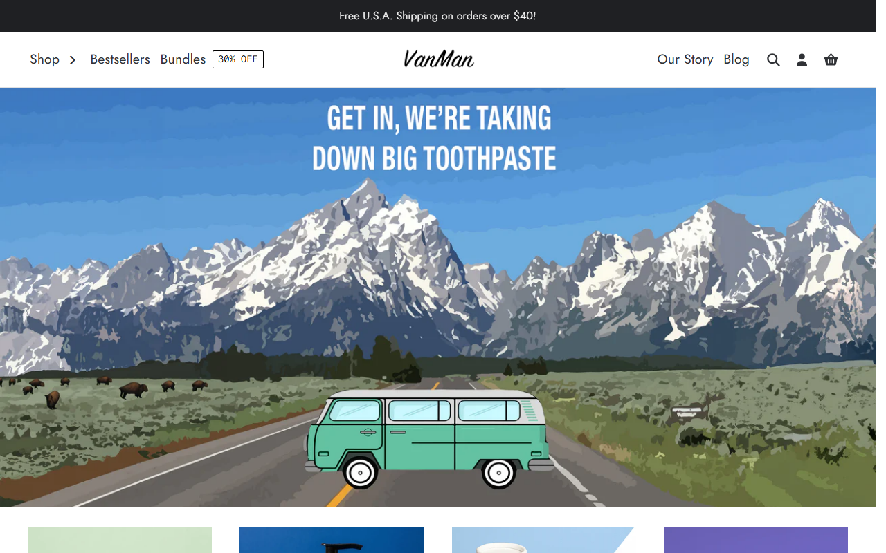 Vanman Company sponsor landing page advertised on The Golden Hour
