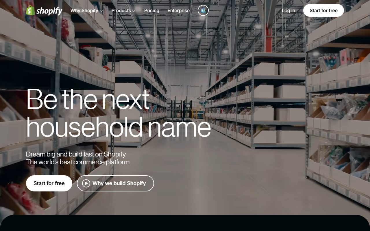 Shopify sponsor landing page advertised on Completely Arbortrary