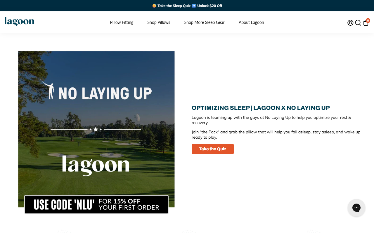 Lagoon sponsor landing page advertised on No Laying Up - Golf Podcast