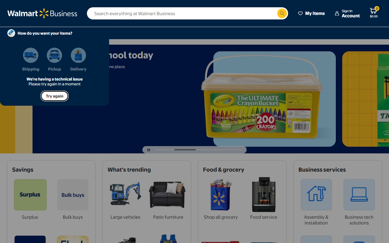 Walmart Business sponsor landing page advertised on TED Talks Daily