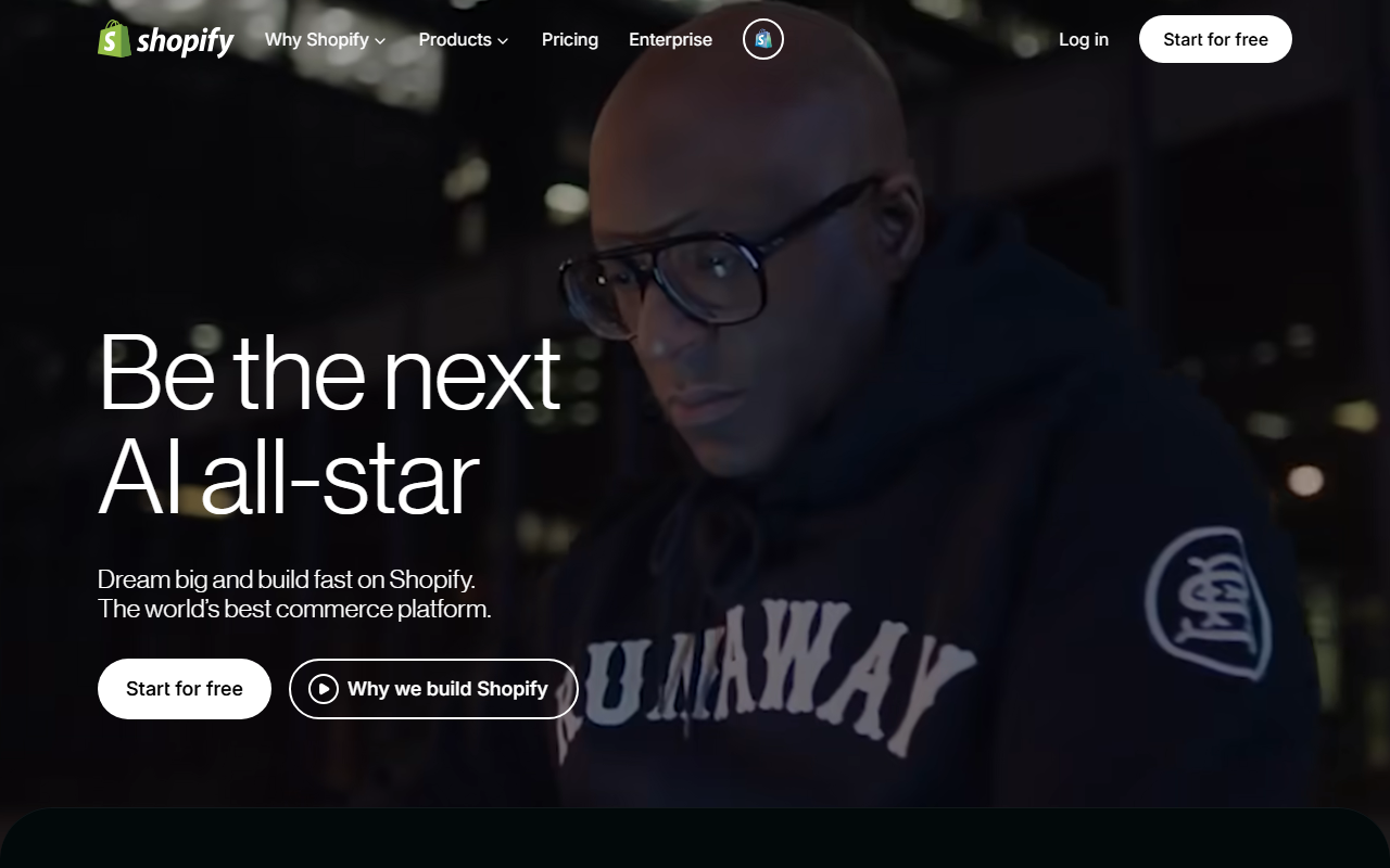 Shopify sponsor landing page advertised on People are the Worst