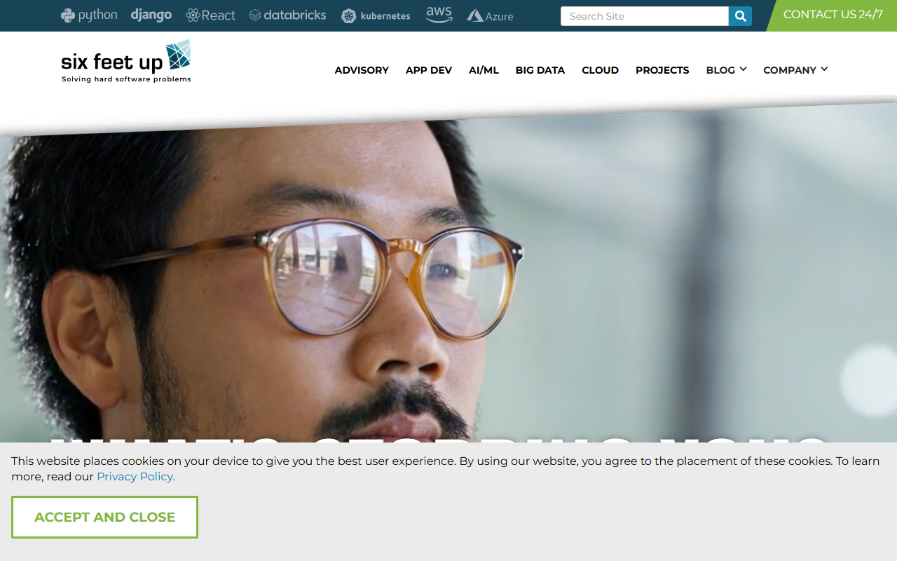 Six Feet Up sponsor landing page advertised on Talk Python To Me