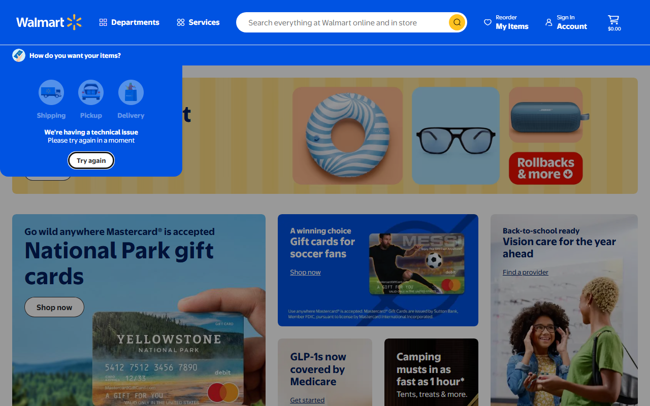 Walmart sponsor landing page advertised on BrainStuff