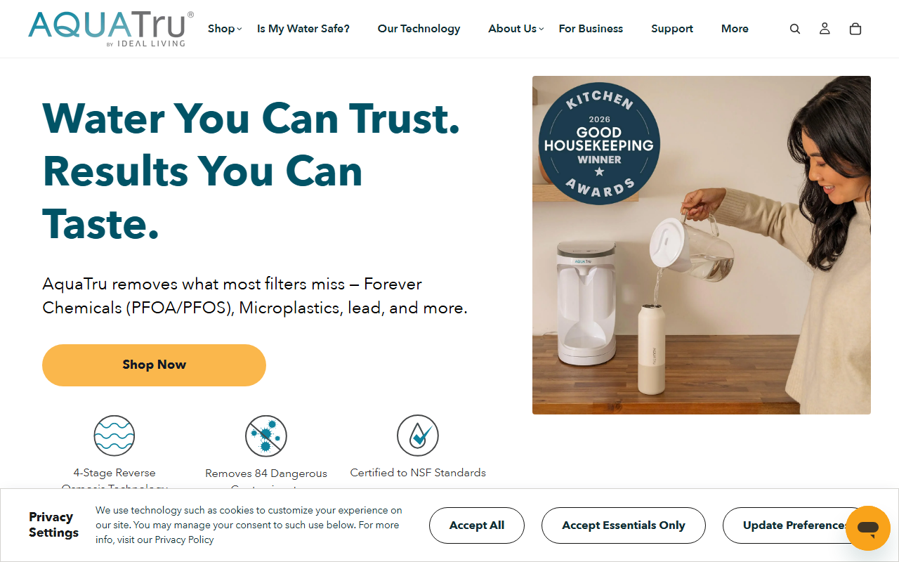 AquaTrue sponsor landing page advertised on Foreign Policy Live