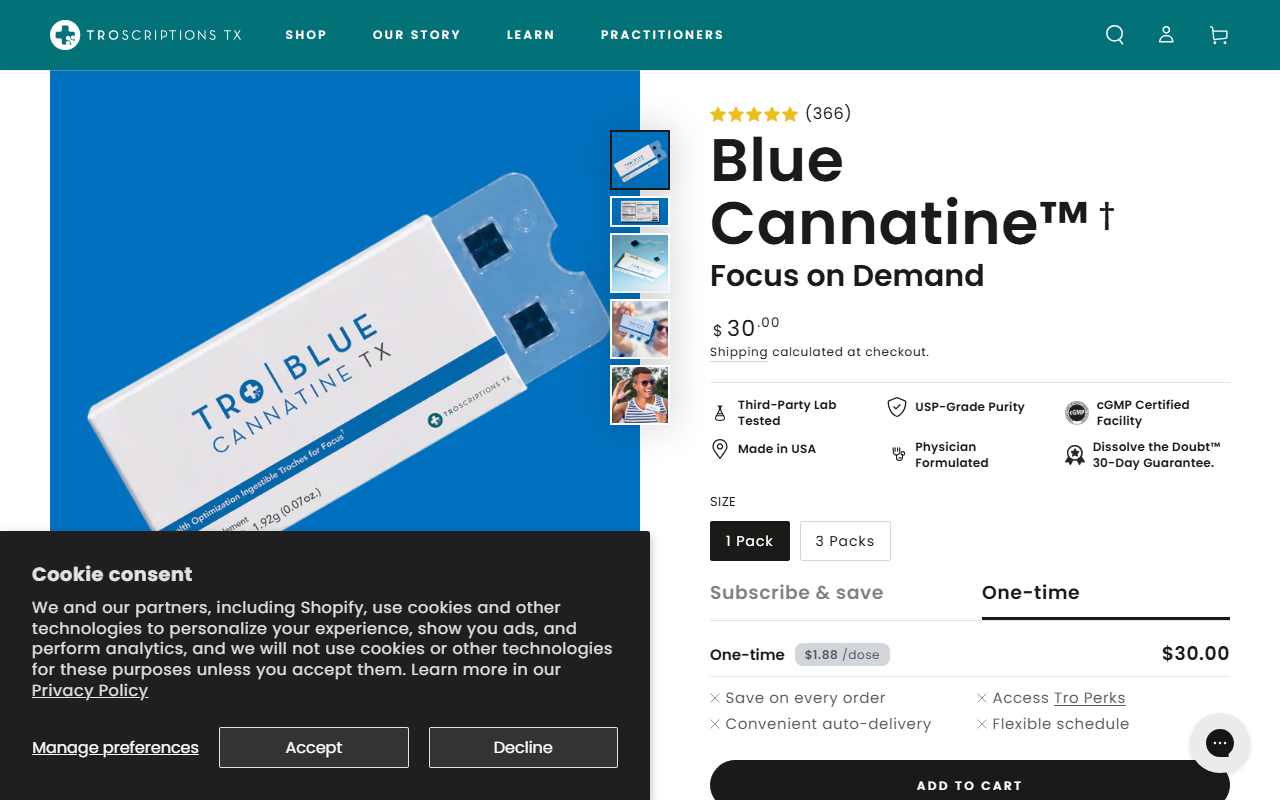 Troscriptions sponsor landing page advertised on Biohacking Superhuman Performance