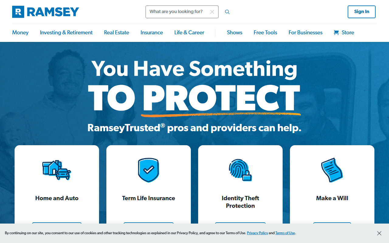Ramsey Trusted Providers sponsor landing page advertised on The Ramsey Show