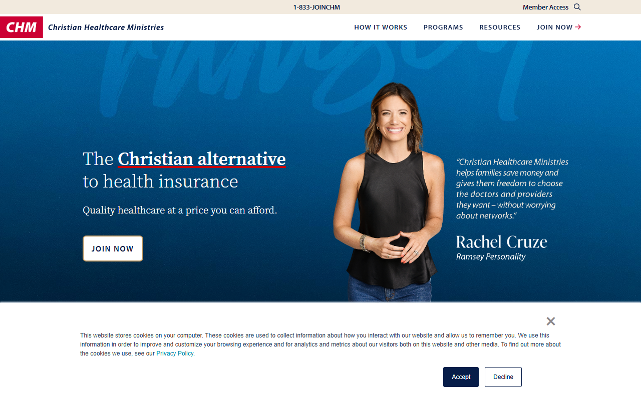 Christian Healthcare Ministries sponsor landing page advertised on The Ramsey Show