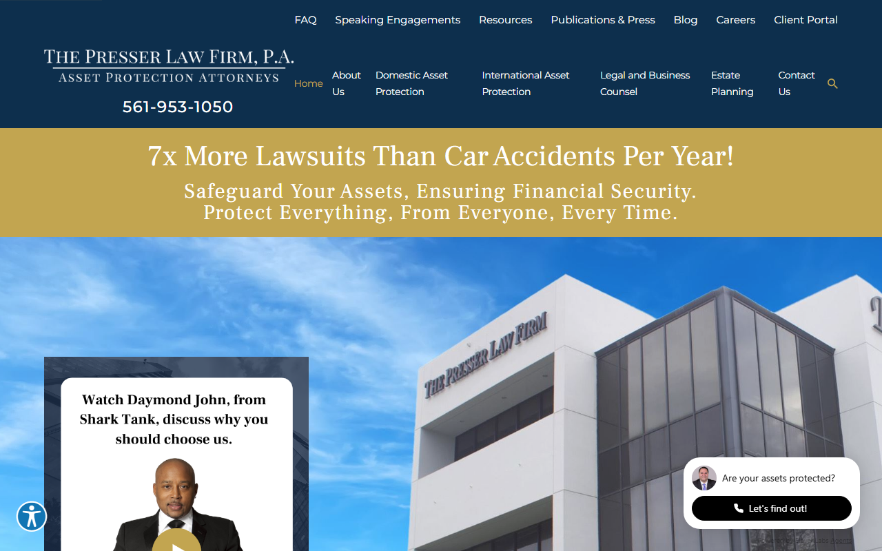 Asset Protection Attorneys sponsor landing page advertised on The Entrepreneur DNA