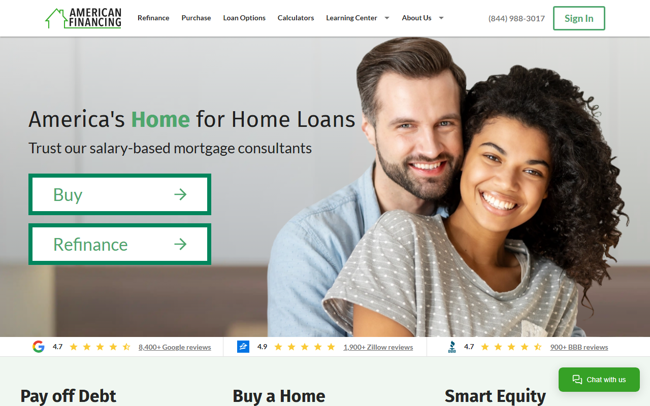 American Financing sponsor landing page advertised on The Glenn Beck Program